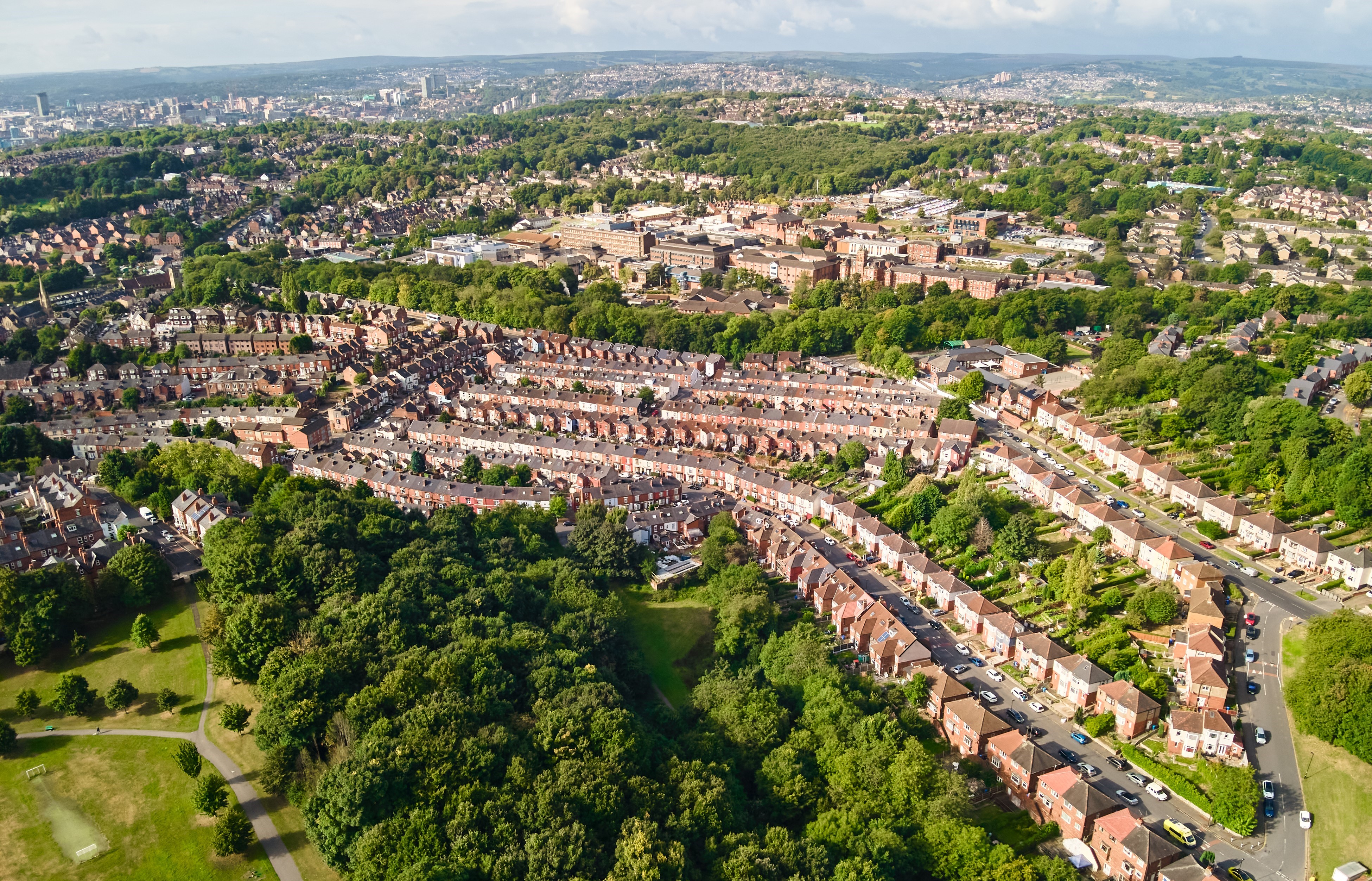 aerial view of Sheffield