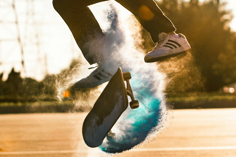 Skateboard doing a trick