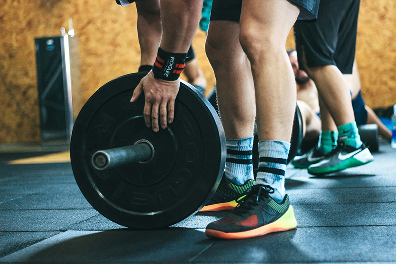 Some weights about to be lifted in a gym