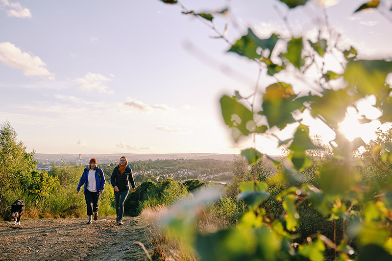2 people walking on the Pedlar Walk