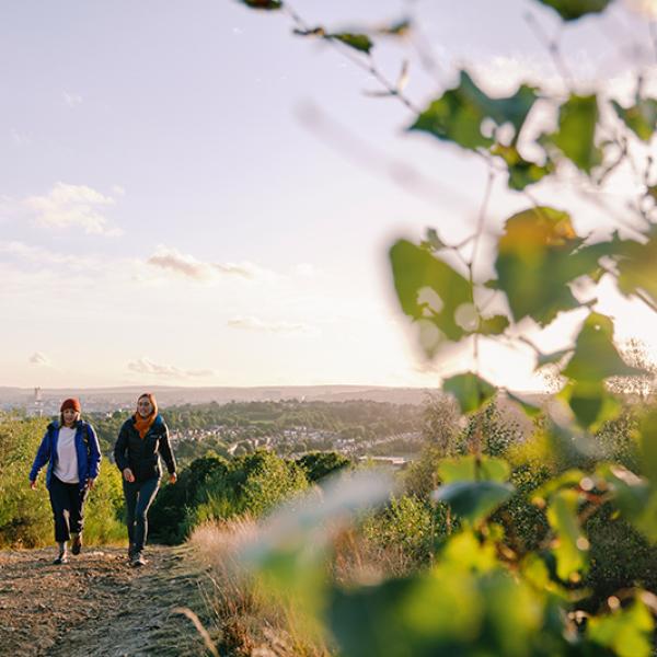 2 people walking on the Pedlar Walk